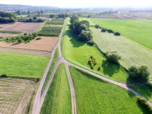 aerial photography over grassy field